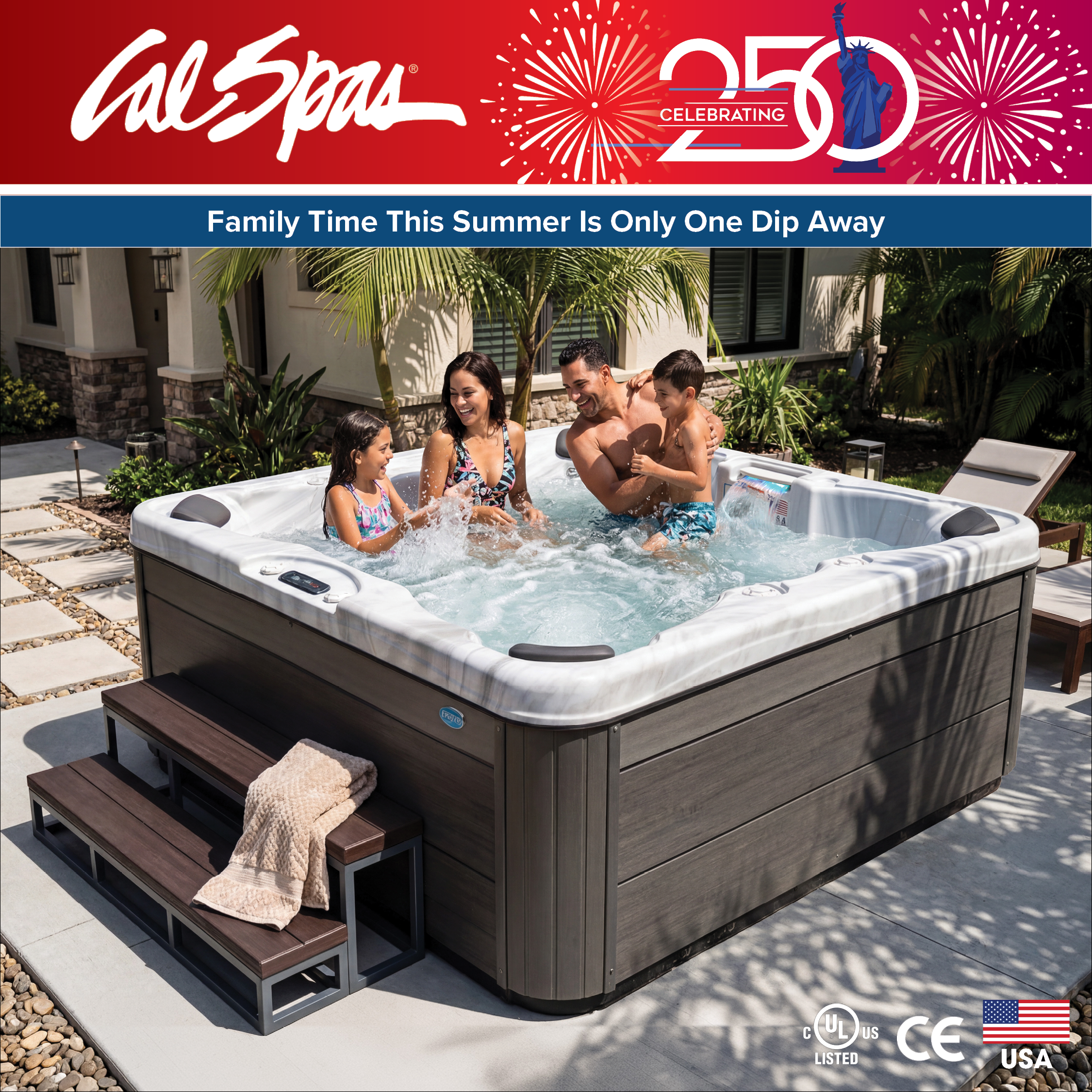 Calspas hot tub being used in a family setting - Paysandú